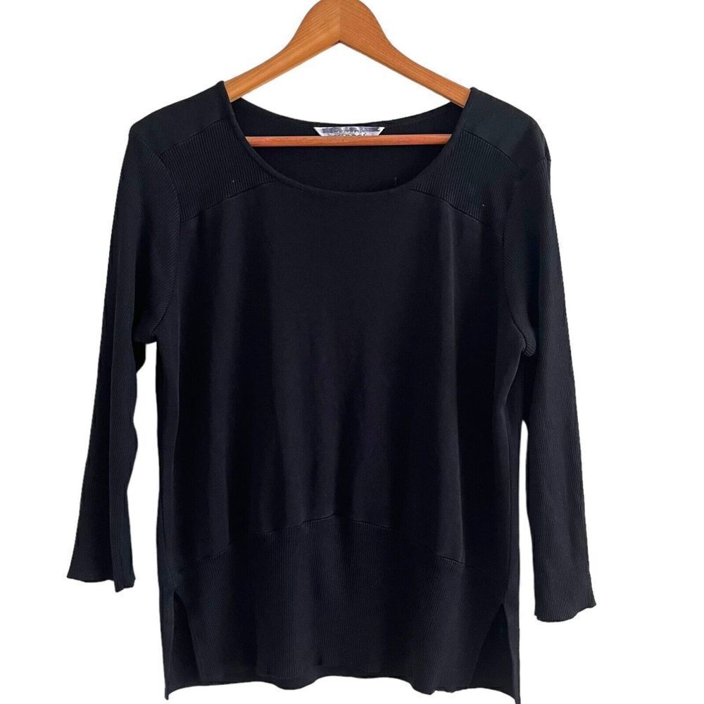 Exclusively Misook Knit Basic Top Size M Black - image 1